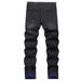 Men's Black Blue Ripped Denim Jeans mid Waist Wide Leg Pants Machine Washable Cotton Splatter Print North American Style_mkmklike.com
