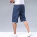 Men's Distressed Denim Shorts Casual Straight-Leg Mid-Length with Random Paint Print for Summer_mkmklike.com
