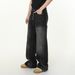 Men's Clothing Slightly Flared Loose Fitting Distressed Button-Detail Flared Jeans – Vintage Washed Denim With Unique Multi-Button Design, Relaxed Fit_mkmklike.com