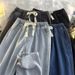 American-Style Drawstring Straight-Leg Jeans – Relaxed Fit Washed Denim Pants With Adjustable Waist & Oversized Silhouette (S-3XL, Multi-Color)_mkmklike.com