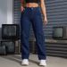 Clair Clair American Style Cross-Border New Export Women's Casual High Waist Cargo Flap Pocket Straight Leg Jeans Long Pants_mkmklike.com