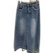 Women's Clothing High Waist Slit Denim Skirt Summer A Line Skirt Hip Skirt Petite Pear Shaped Long Skirt_mkmklike.com