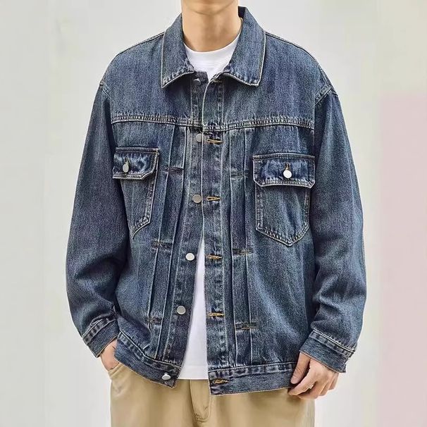 2025 Spring And Autumn New Denim Jacket Men's American High Street Brand Workwear Trendy Coat_mkmklike.com