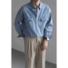 Washed Old Denim Shirt Men's Spring Korean Version Loose High-end Long-sleeved Tooling Shirt_mkmklike.com