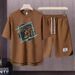 Men's Clothing 2024 Waffle Casual Summer Suit Loose Teen Short sleeved T shirt Shorts Handsome Two piece Suit_mkmklike.com