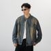 Men's Clothing Washed Retro Nostalgic Blue Denim Jacket Trendy Loose Heavy Duty Handsome Zipper Jacket Top_mkmklike.com