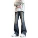 American-style Vibe Pa, Spring And Autumn High Street Slightly Flared Black Jeans, Men's Slim Straight Casual Long_mkmklike.com