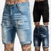 Men's Denim Shorts Trendy Black Slim High Waist Denim Shorts Men_mkmklike.com