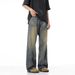 Vintage Washed Distressed Straight Leg Jeans For Men - Retro Loose Fit Denim Pants With High Waist & Street Style_mkmklike.com