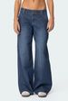 Women's Blue Striped Jeans Casual Loose Wide Leg Trousers Washed Straight Leg Cross Border European American Style_mkmklike.com