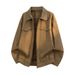 retro Canvas Workwear Lapel Flight Jacket Men, Trendy American Casual Style, Cool And Stylish Top For Teenagers_mkmklike.com