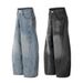 Paint Splatter Ink Wash Denim Scimitar Men's Trousers Trendy Punk Split Patchwork Design Cargo Loose Wide-Leg Pants_mkmklike.com