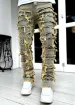 Spring Autumn Individual Patched Black Pants Long Tight Fit Stacked Jeans For Men 240819_mkmklike.com