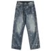 Men's Relaxed Fit Star Print Jeans – Vintage Washed Straight Leg Denim Pants (Size 28-38, Blue)_mkmklike.com
