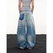 Retro Washed Distressed Jeans Loose Straight Leg Slimming Wide Leg Floor Length Trousers for Men And Women Autumn Style_mkmklike.com
