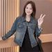 Korean Style Slim Fit Short Denim Jacket Women's Long Sleeve Hooded Coat Spring Autumn New Arrival Student Top Fashionable Casual_mkmklike.com