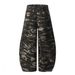 Camouflage Scimitar Trendy Men's Wide-Leg Cargo Long Pants Button Front Design Sense Stitching Banana Jeans_mkmklike.com