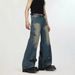 American Vibe Micro Zip Tie Vintage Jeans For Men And Women, Loose Straight Leg, Niche Haren Floor Length Pants_mkmklike.com