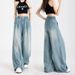 Women's Tencel Jeans, Summer Thin Style, 2025 New Model, Wide-Leg, Elastic Waist, Loose Fit, Petite Size, Draped,_mkmklike.com