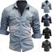 Pulse 2024 Autumn New Cross-Border European And American Fashion Casual Men's Double Pocket Long Sleeve Denim Shirt_mkmklike.com