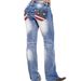 Women's High-Waisted Straight Leg Jeans Printed Fashion Washed Denim Casual Office Lady Street Style Spring/Autumn Regular Fit_mkmklike.com