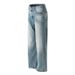 Light Washed Jeans Men's Casual Dad High Street Trendy Distressed Loose Wide-Leg Straight Long Pants_mkmklike.com
