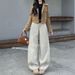 Women's High Waist Wide Leg Jeans Retro Curved Slimming Straight Leg Loose Fit Floor Length Pants Bright Gray Spring Autumn 2026_mkmklike.com