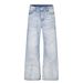 Men's Vintage Washed Light Blue Straight Leg Slightly Flared Jeans With Classic Cat Whisker Design For Casual Street Style_mkmklike.com