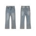 Men's Clothing Clean Fit Flared Soft Jeans Washed Vibe Style Distressed Raw Edges Vintage High Street Trousers_mkmklike.com