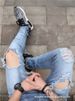Pulse European And American Trendy Jeans New Elastic Slim Fit With Slit Cuffs Chain Ripped Men's Denim Pencil Pants_mkmklike.com