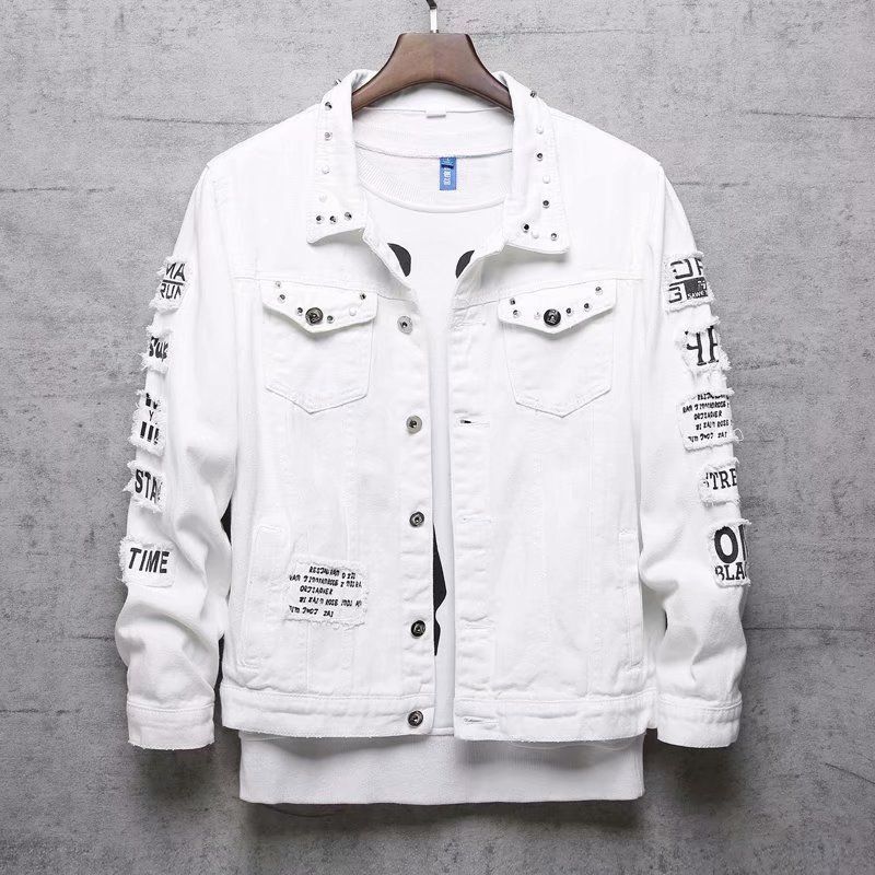 Rippeddenim Jacketmen's Korean Version Of Students Handsome Clothes Trend Loose Spring And Autumn Tide Brand Hong Kong Style Internet Celebrity Jacket_mkmklike.com