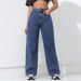 Women's Relaxed Fit High-Waisted Straight Leg Jeans – Vintage Washed Denim, Non-Stretch Cotton Blend (Black/Light Blue/Dark Blue)_mkmklike.com