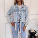 Fashionable Women's Washed Ripped Frayed Edge Denim Top Spring Autumn New Arrival Button Detail_mkmklike.com