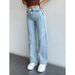 Women's High Waist Wide Leg Jeans – Vintage Retro Loose Fit Denim Pants For Casual & Streetwear (Blue/Slate Blue/Pink)_mkmklike.com