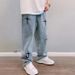 Jeans Men's Straight Loose 2025 Spring And Autumn New Korean Version Trend Casual Men's Nine-point Pants Hong Kong Style Wide-leg Pants_mkmklike.com