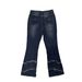 High Waisted Stretch Denim Patchwork Jeans for Women Slimming Fit Floor Length Flared Dark Blue Jeans_mkmklike.com