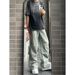 American Washed Workwear Jeans Men's Spliced Pleated Straight Wide Leg Trendy High Street Ruff Handsome Long Pants_mkmklike.com