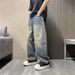 Men's Vintage Washed Distressed Denim Jeans – Relaxed Straight-Leg Baggy Pants With Ripped Details (Blue, M-Xxxl)_mkmklike.com