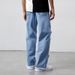 Men's Clothing Ripped loose straight jeans large size men's denim splicing casual pants manufacturers_mkmklike.com