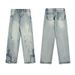 Spring/Summer Trendy High Street Men's Blue Jeans Casual Wide Leg Jeans_mkmklike.com