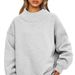 Women's sweatshirt long sleeve turtleneck pullover sweatshirt casual sweatshirt fleece top_mkmklike.com
