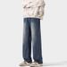 American Ink-splashing Jeans Men's Spring And Autumn Retro Washed Trendy Wide-leg Pants High Street Versatile Simple Casual Trousers_mkmklike.com