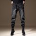 Men's Patchwork Washed Work Jeans Loose Fit American High Street Style Trendy Versatile Retro Harem Jogger Pants_mkmklike.com