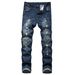 Men's Stretch Skinny Jeans High Street Fashion Slim Fit Denim Pants Casual Wear Ripped Zipper Details_mkmklike.com