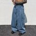 Men's Loose Fit Straight Leg Jeans - Vintage American Style Cleanfit Denim Pants With Unique Curve Design_mkmklike.com
