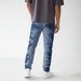 Men's Slim Straight Leg Denim Trousers High Street Retro Style Tie Dye Washed Meikeduo Shein Lightning Pattern_mkmklike.com