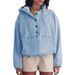 Women's Fashion Denim Hoodie Jacket Buttoned Pullover Sweatshirt Tops European American Style 2025 Trendy Clothing_mkmklike.com