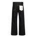 Washed Denim Baggy Jeans For Men & Women – Classic Straight-Leg, Mid-Rise, Non-Stretch Cotton (Black With Horsehair Accents)_mkmklike.com
