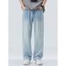 Summer Thin Lyocell Tencel Jeans Men's American Loose Hanging Straight Leg Pants_mkmklike.com