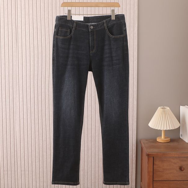 Men's Summer Thin Fit Mid Waist Straight Leg Jeans Wrinkle Free 2K122 Mulberry Silk Breathable Denim Jeans_mkmklike.com